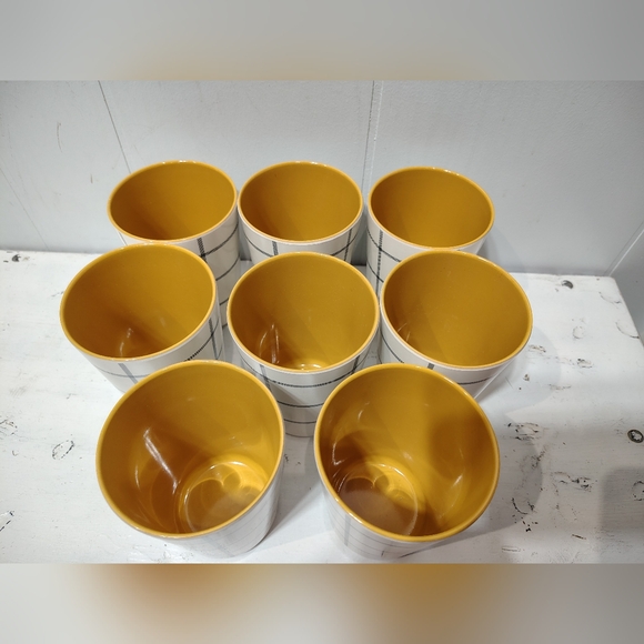 Hearth & Hand Magnolia Plaid Bamboo Melamine Tumblers Set of 8 12.5 oz Mustard - Picture 4 of 6